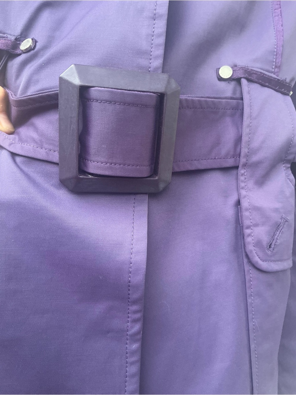 2XPOSE Purple Belted Trench Coat Jacket Medium Statement Buttons Mid-Length - Picture 4 of 11